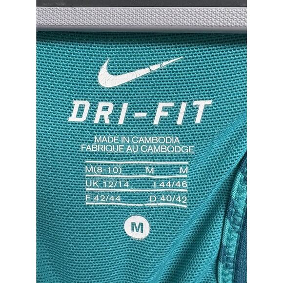Nike Dri-FIT Racerback Tank Top Built-In Bra Chevron Print Teal Size M - Picture 3 of 4